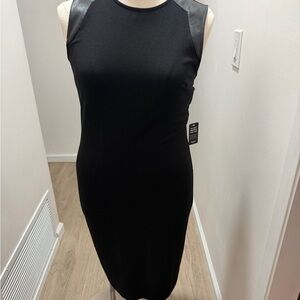 Torrid Black Midi Dress with Leather Accents